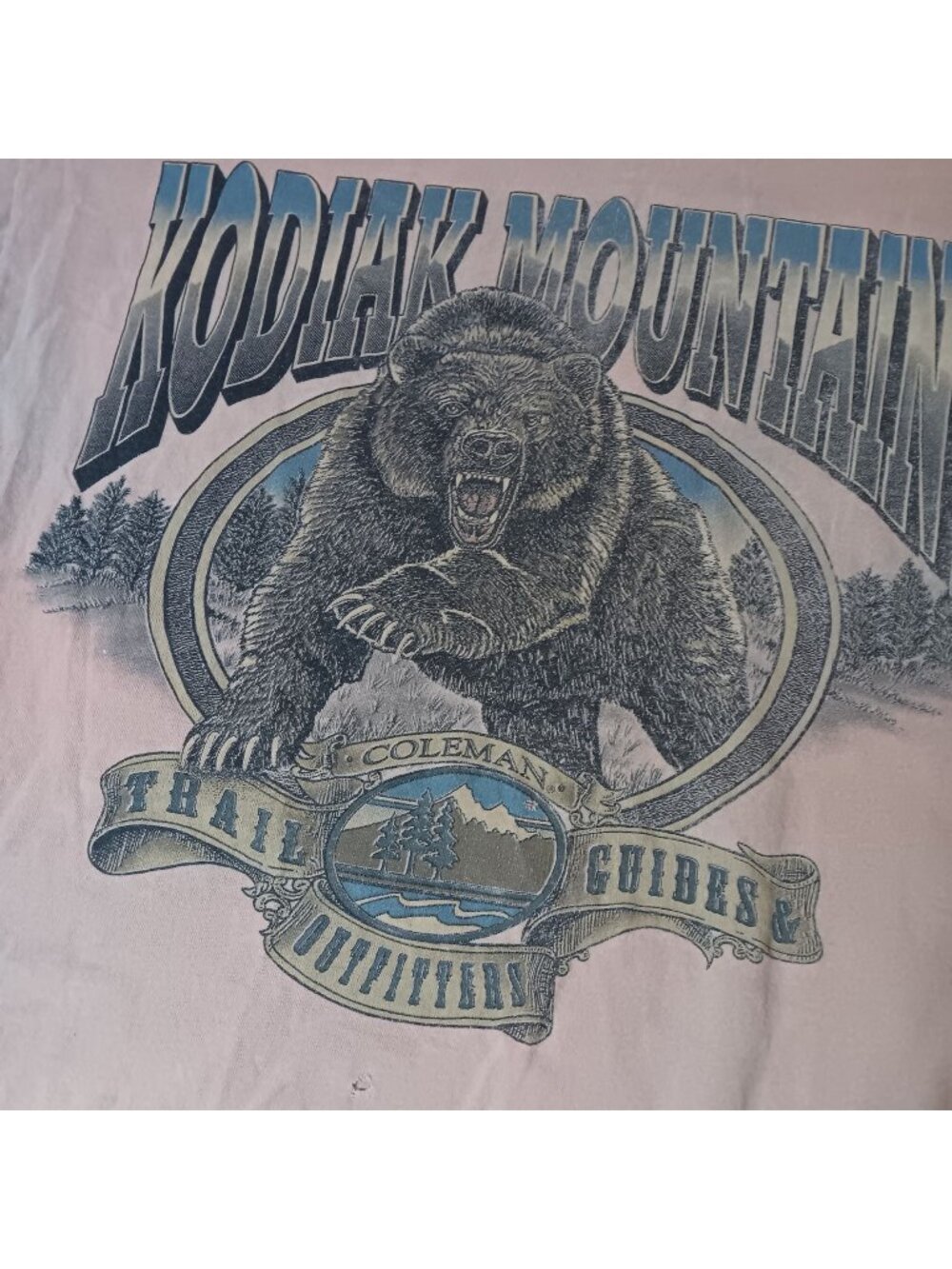 Coleman Kodiak Mountain Vintage Large T-shirt Single Stitch USA Cotton Distress